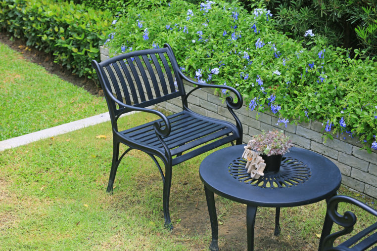 chair and table in garden