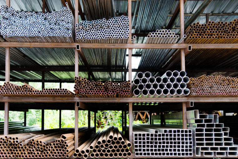 steel tubes on the shelf