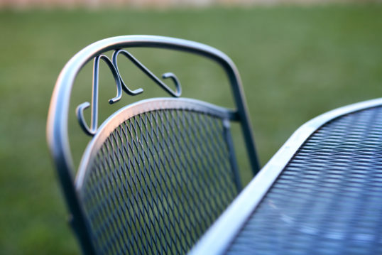 decorative chair and outdoor deck table