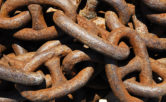 rusty large ship chains